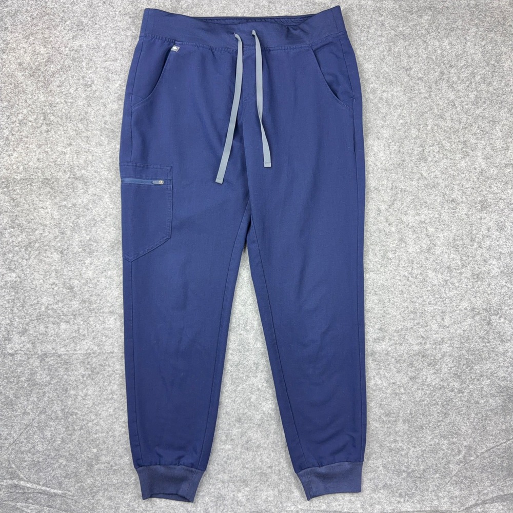 FIGS Zamora Jogger Scrub Pants Womens M Navy Blue Cargo Technical Yoga Waistband